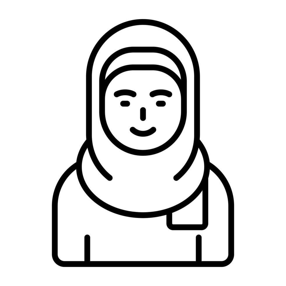 Woman wearing hijab showing vector of muslim woman, premium icon