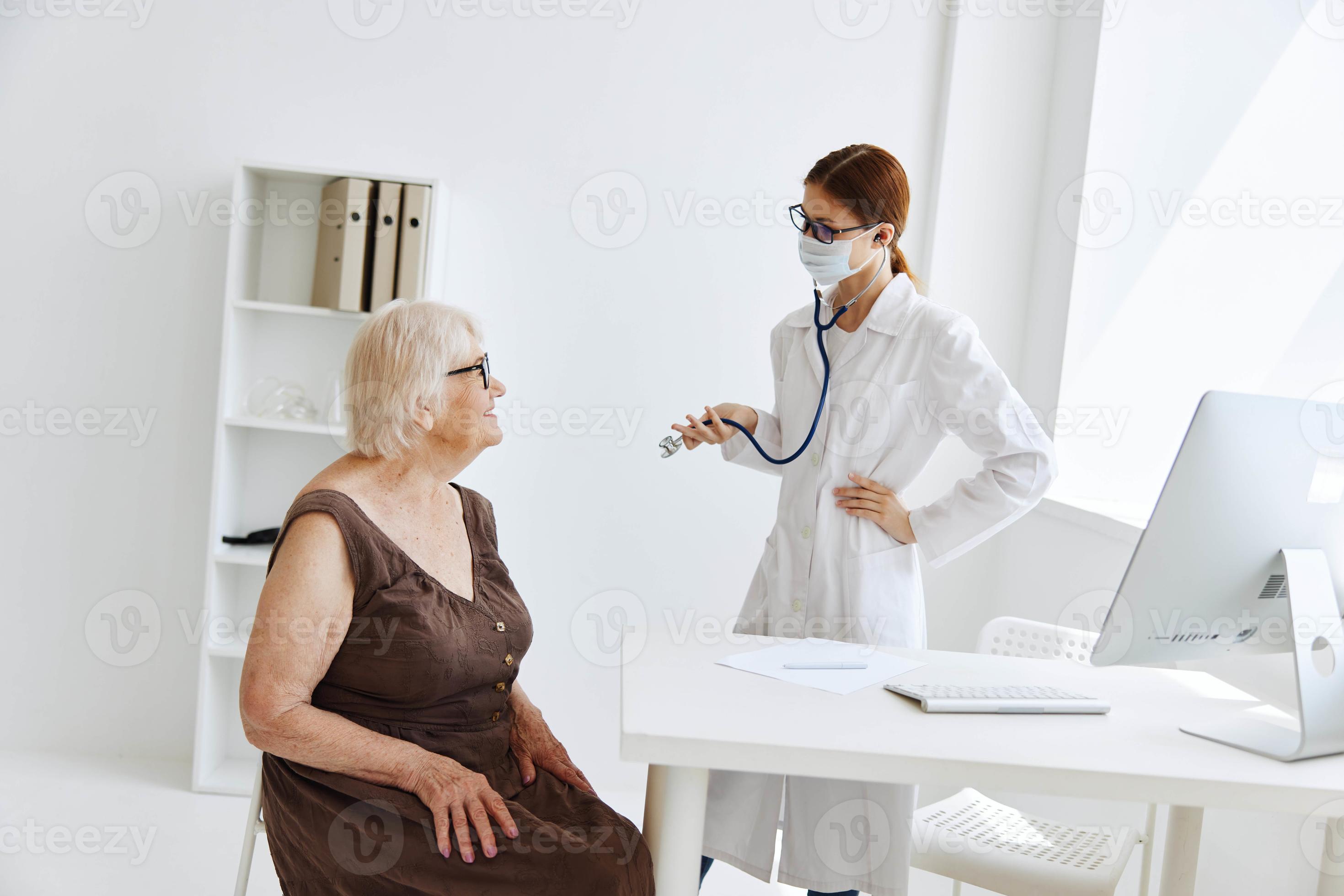 female doctor stethoscope in hand professional diagnostics 22074120