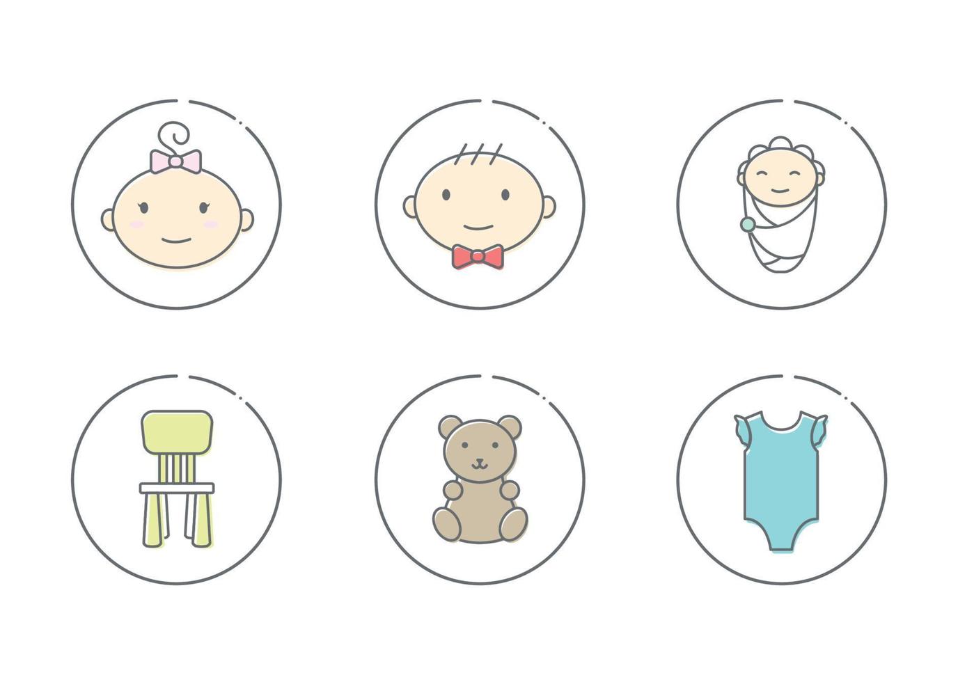 Baby clothing line icons vector