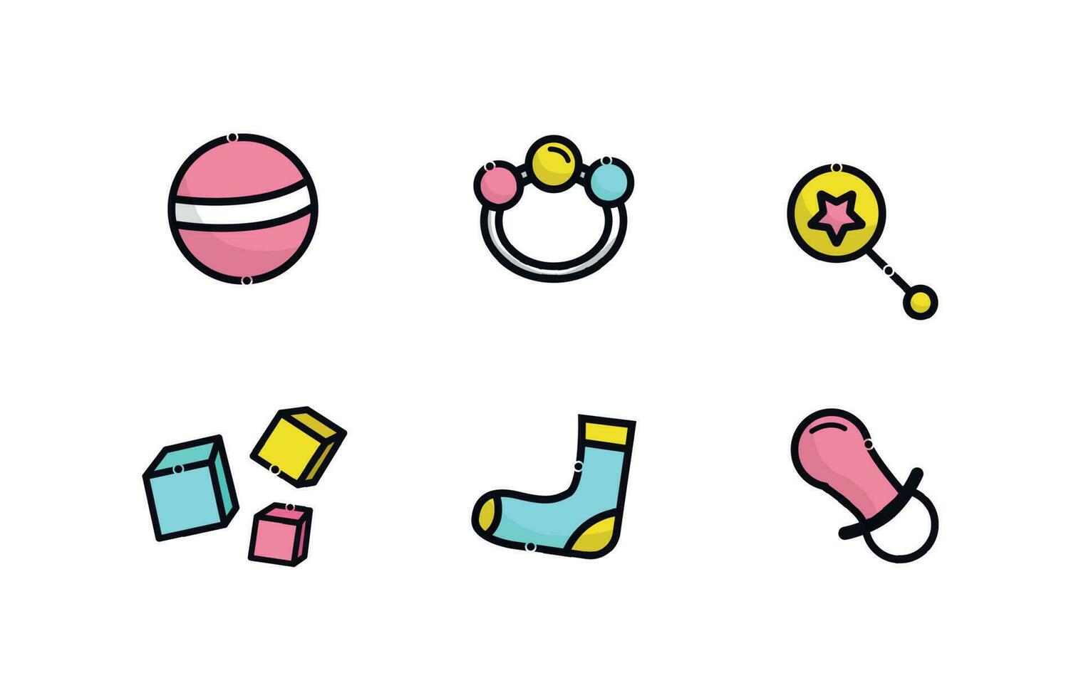 Icons baby, baby supplies, toys vector