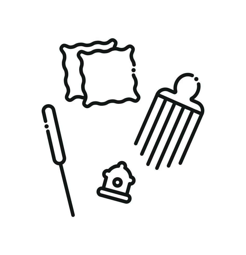 Felting icon made of wool. Linear style. Hobby vector illustration.