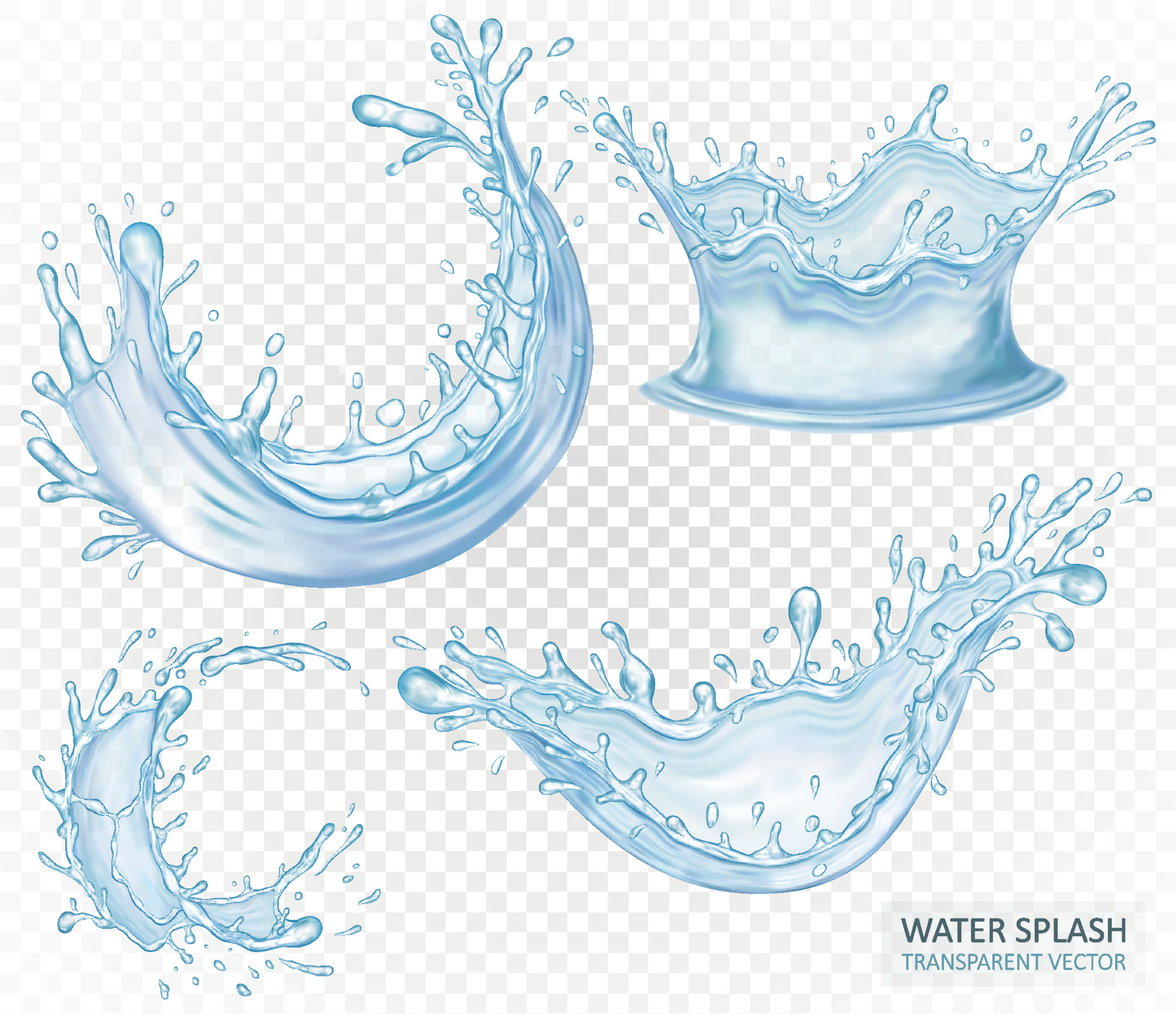Realistic water splash set isolated vector illustration design