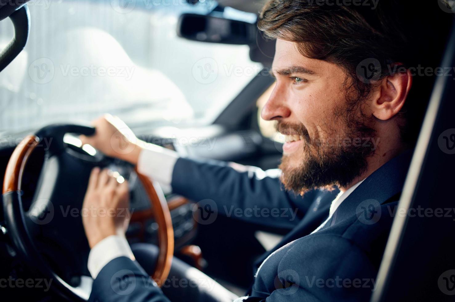 businessmen Driving a car trip luxury lifestyle success photo