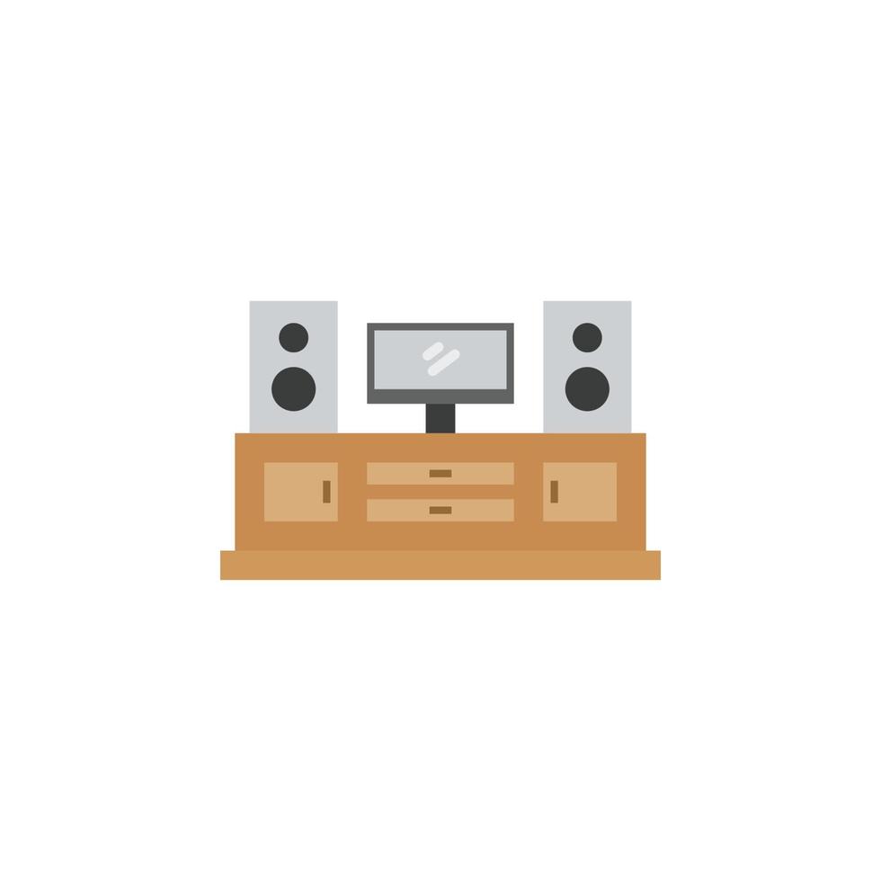 entertainment center icon for furniture or household equipment company that can be used on brochures, catalogs, web, pattern element, etc. vector