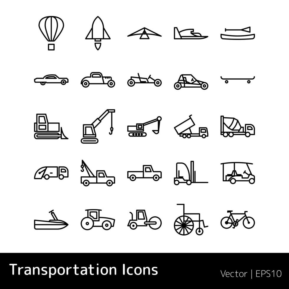 conjunto de transporte íconos aislado vector