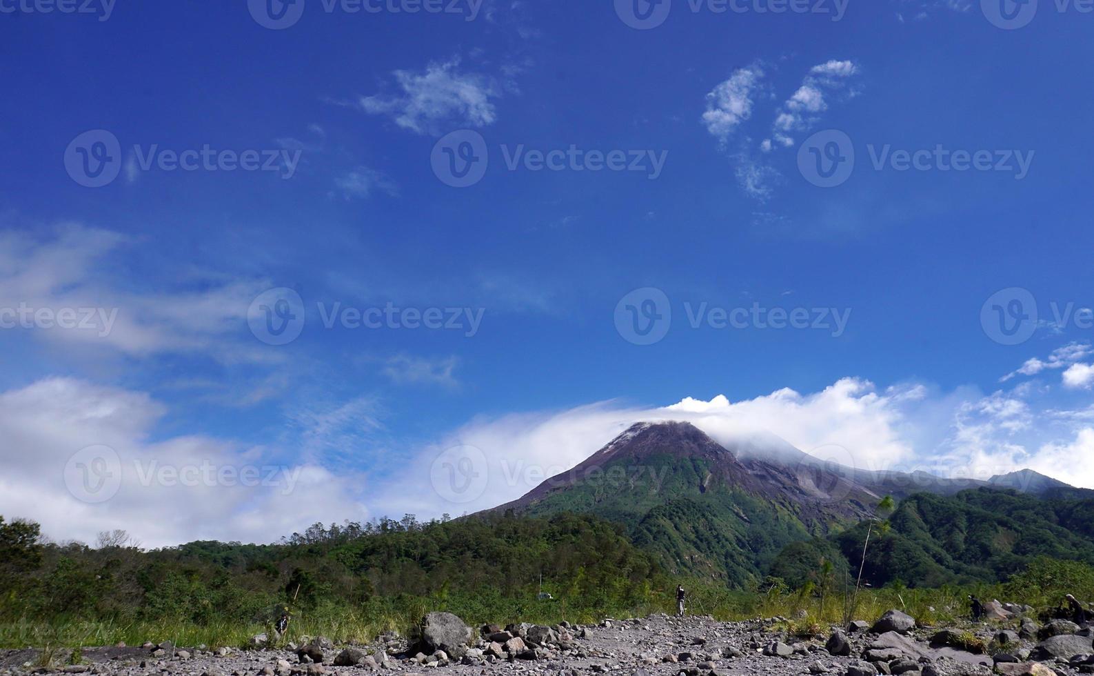 the background of the natural scenery of Mount Merapi in Yogyakarta, Central Java, Indonesia photo
