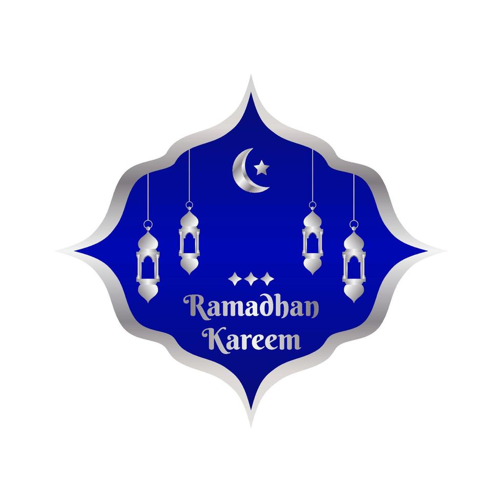 Silver Islamic Element With Blue Label Background Design vector