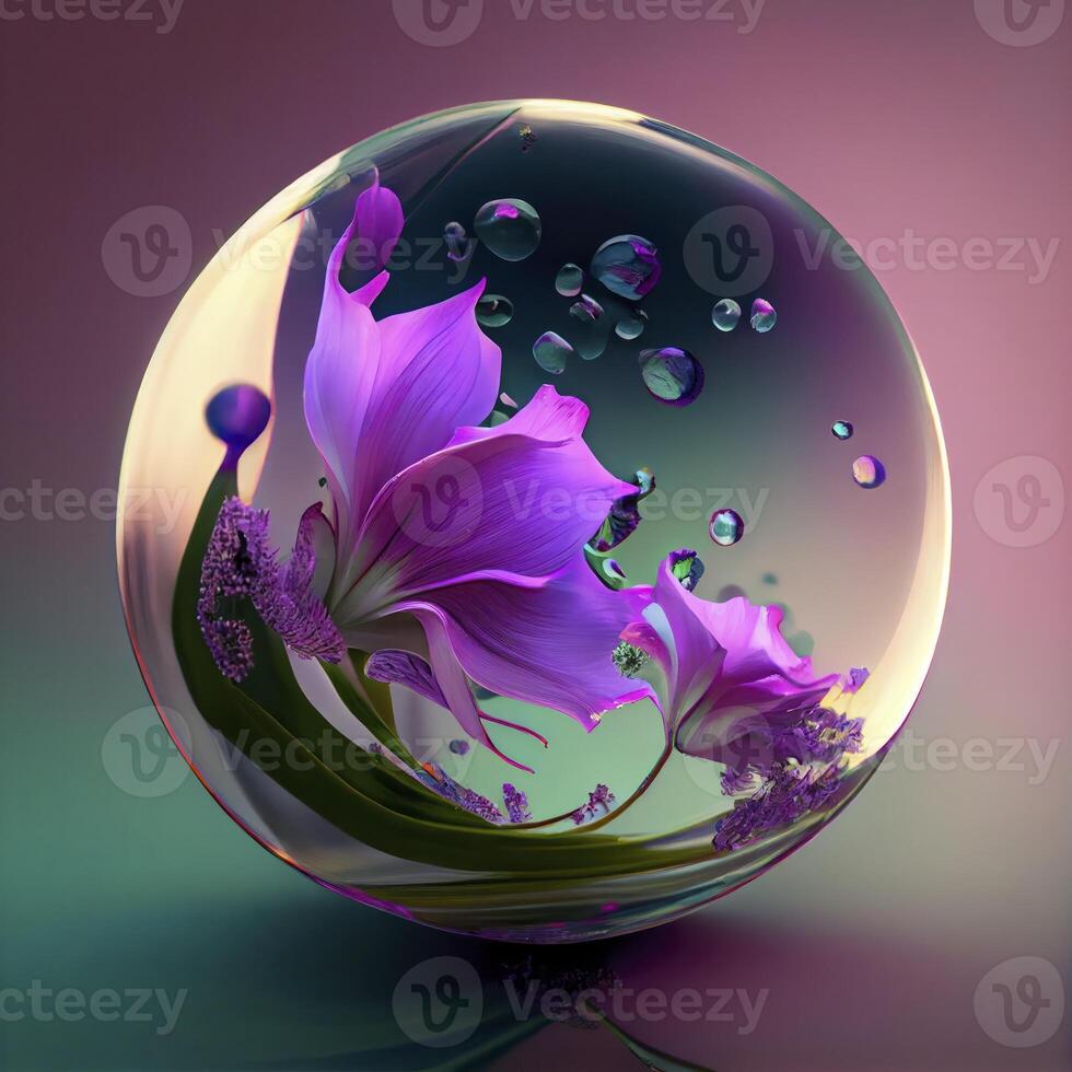 a beautiful pansy flower swimming in translucent water photo