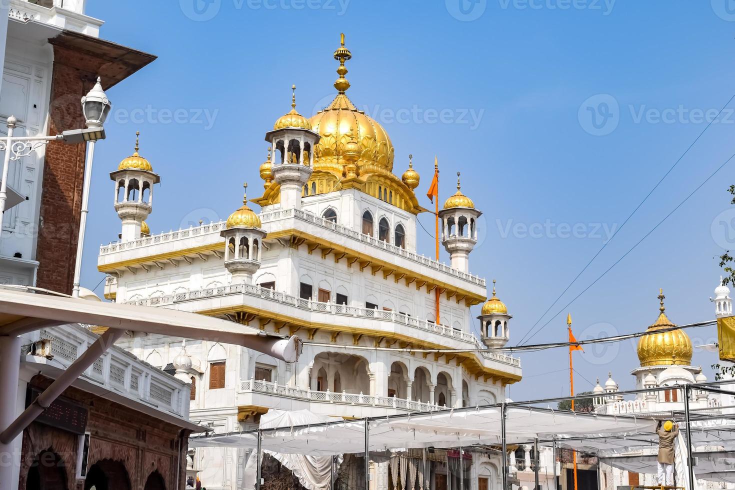 View of details of architecture inside Golden Temple - Harmandir Sahib in Amritsar, Punjab, India, Famous indian sikh landmark, Golden Temple, the main sanctuary of Sikhs in Amritsar, India photo