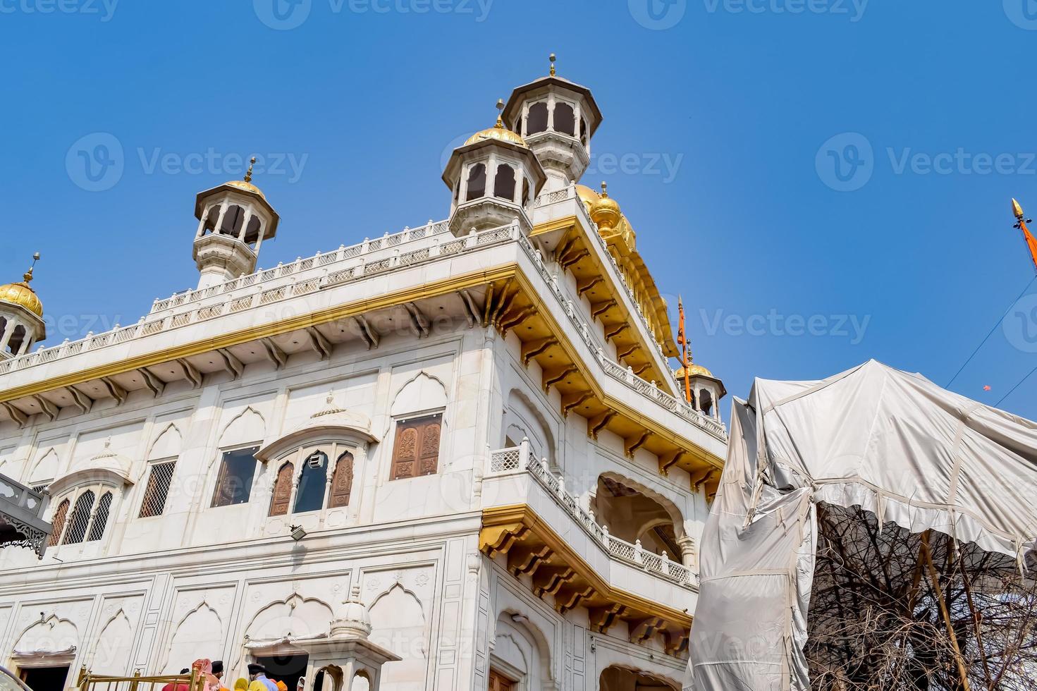 View of details of architecture inside Golden Temple - Harmandir Sahib in Amritsar, Punjab, India, Famous indian sikh landmark, Golden Temple, the main sanctuary of Sikhs in Amritsar, India photo