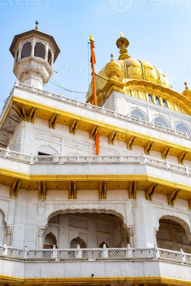 View of details of architecture inside Golden Temple - Harmandir Sahib in Amritsar, Punjab, India, Famous indian sikh landmark, Golden Temple, the main sanctuary of Sikhs in Amritsar, India photo
