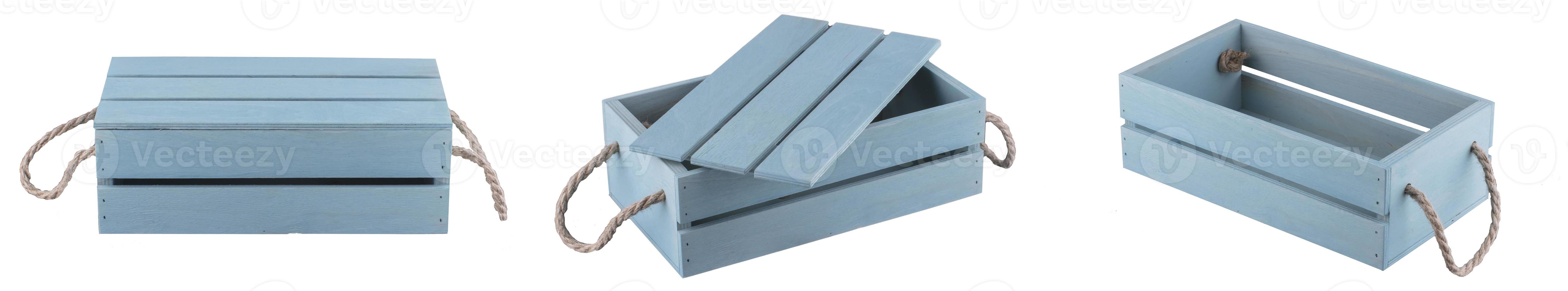 Three white birch drawers. A step of three boxes open half open and closed. photo