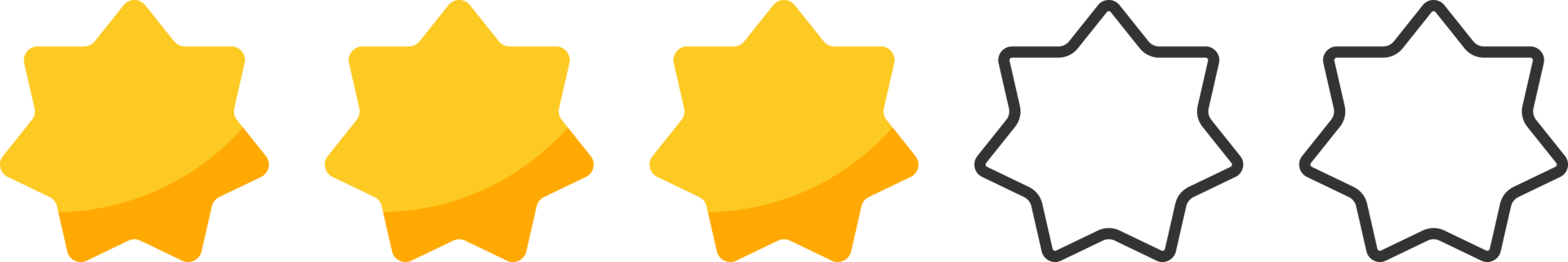 Star rating review with gold stars clip art png