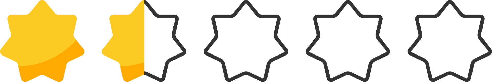 Star rating review with gold stars clip art png