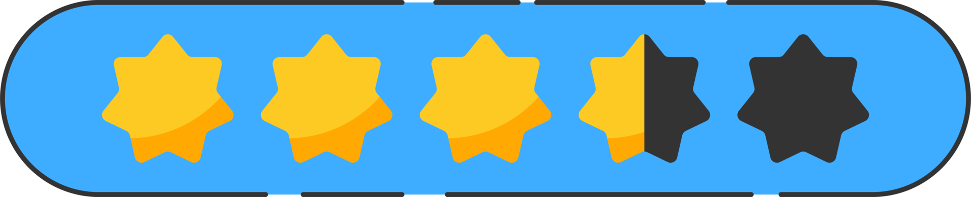 Star rating review with gold stars clip art png