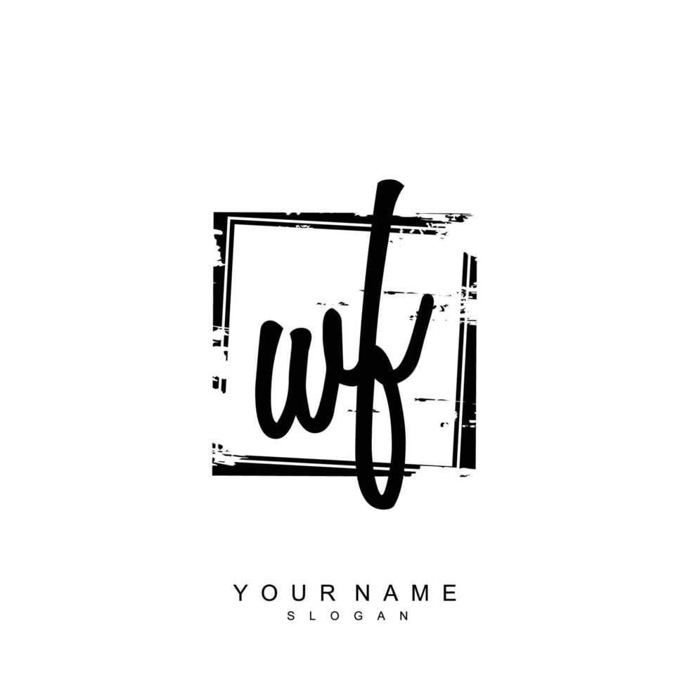 Initial WF Monogram with Grunge Template Design vector