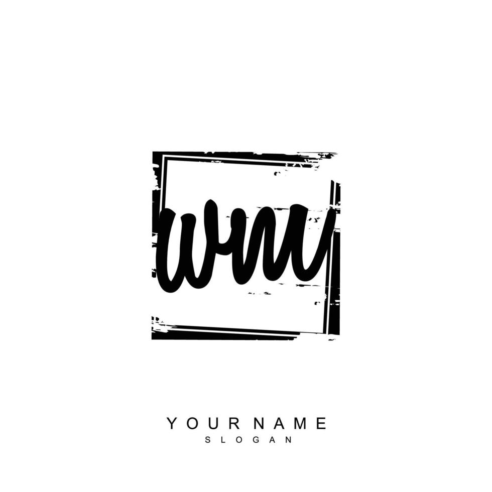 Initial WM Monogram with Grunge Template Design vector