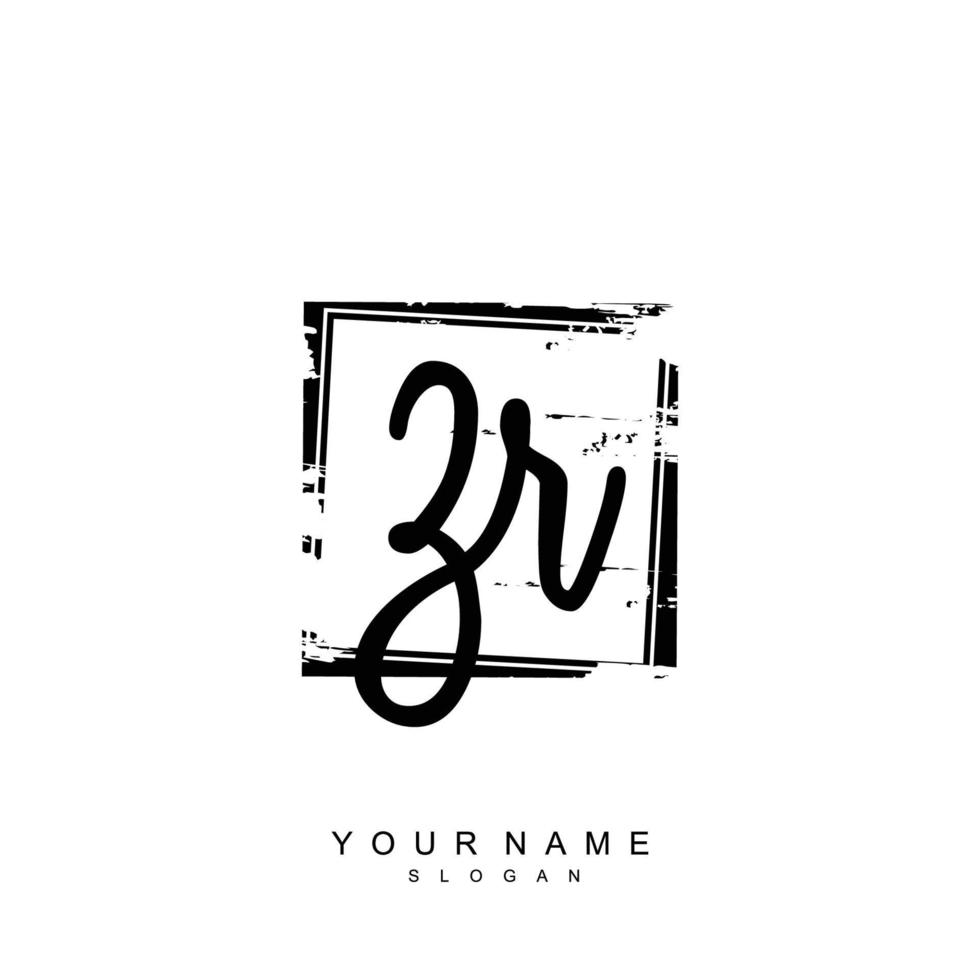 Initial ZR Monogram with Grunge Template Design vector