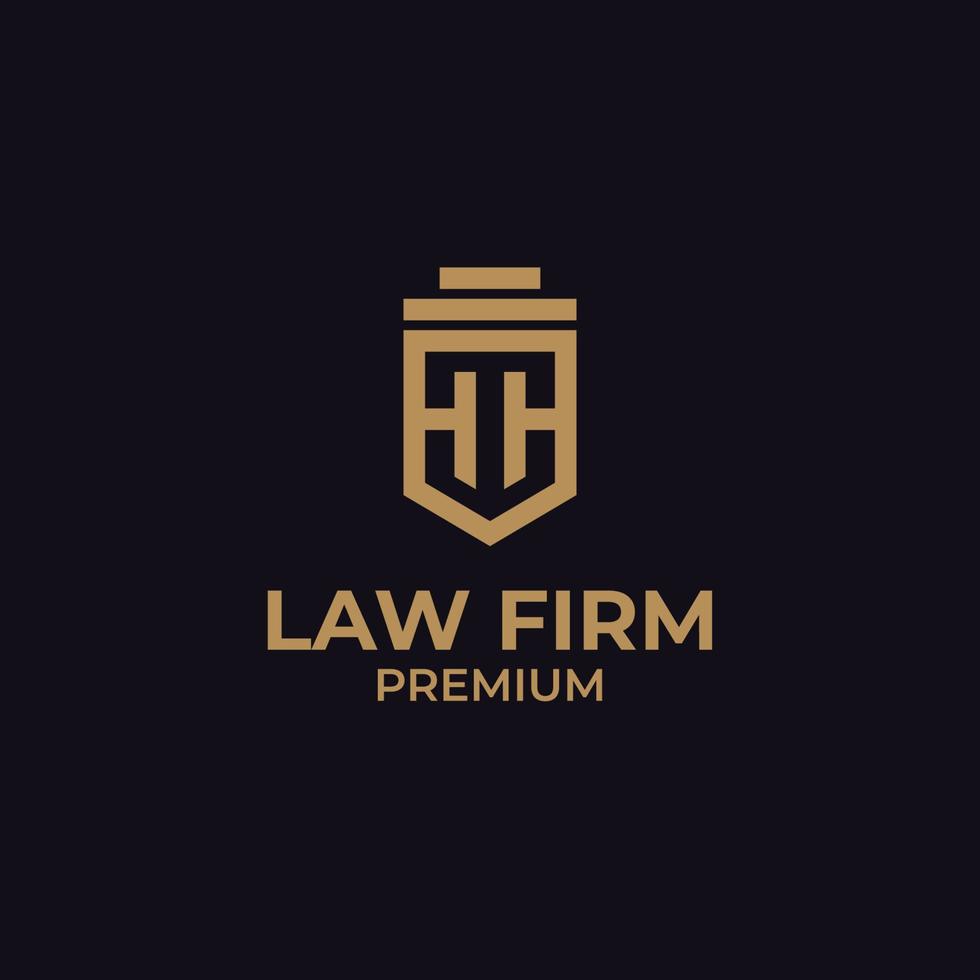 Vector letter H or HH with shield for law firm logo design concept