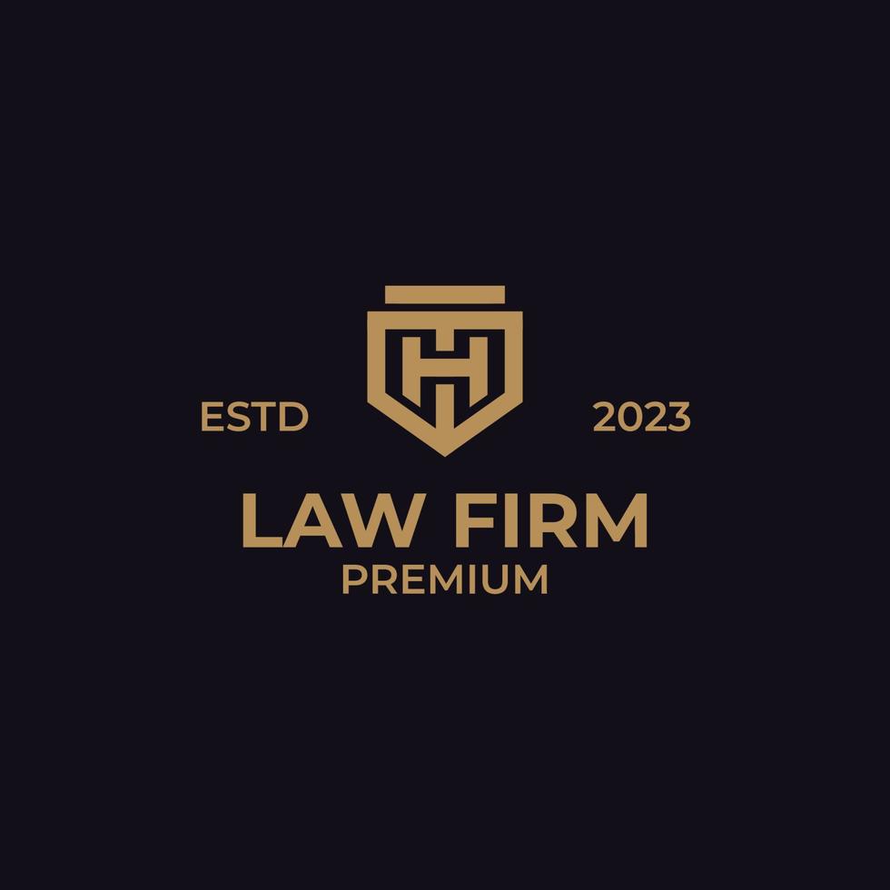 Vector letter H or HH with shield for law firm logo design concept