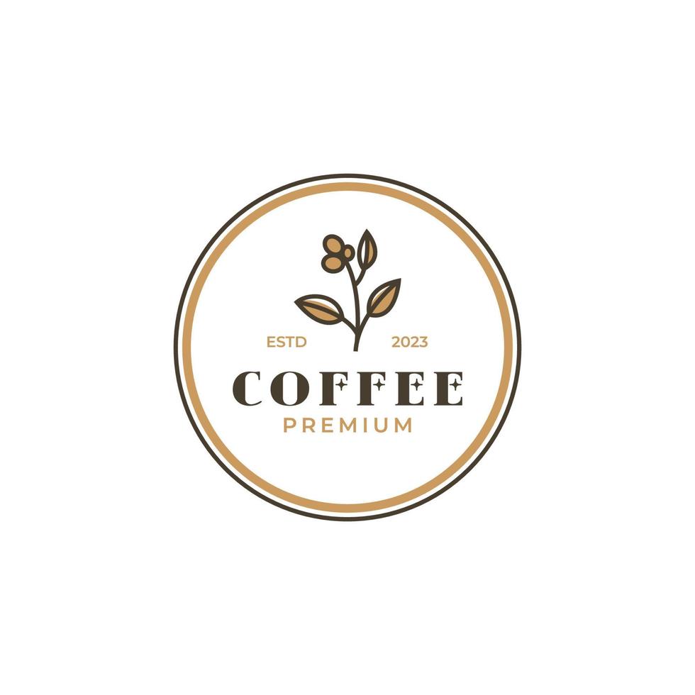 Vector coffee bean with leaf for natural cafe concept logo design illustration idea