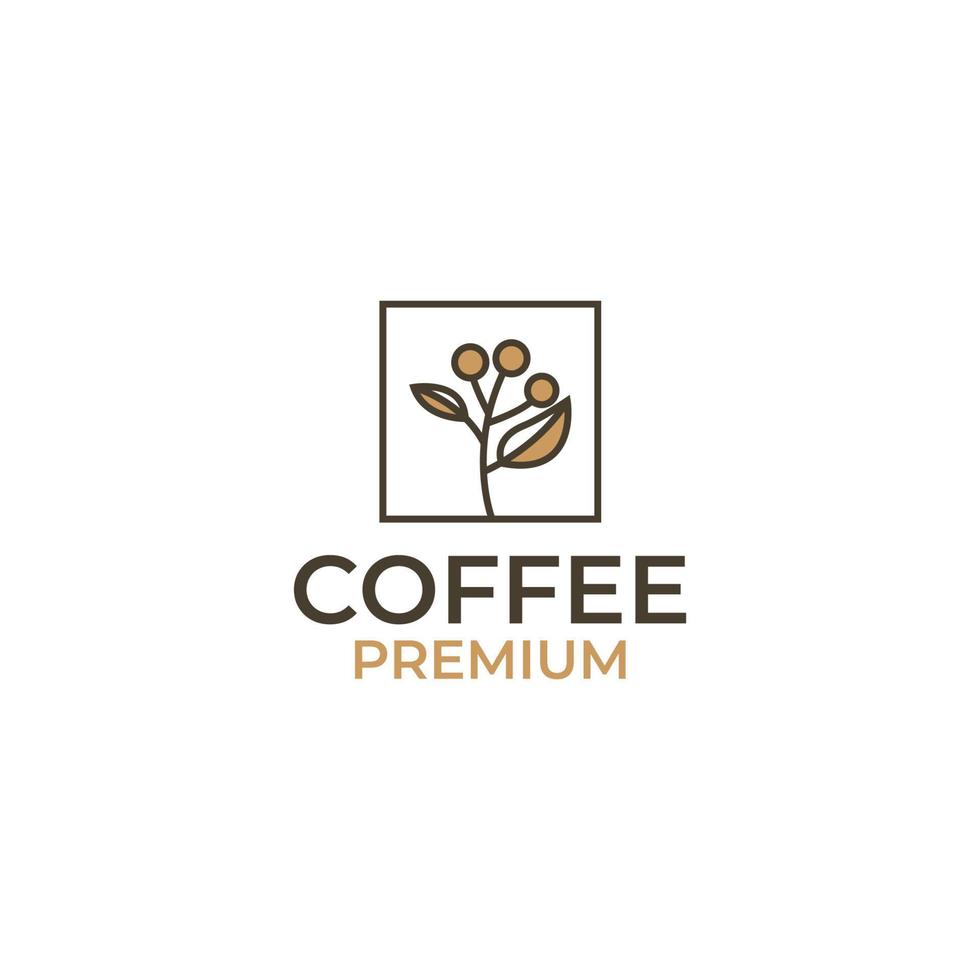 Vector coffee bean with leaf for natural cafe concept logo design illustration idea