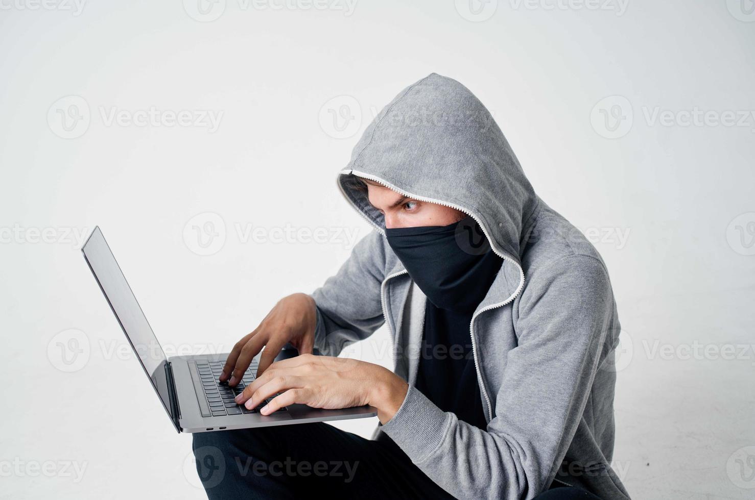 hacker stealth technique robbery safety hooligan isolated background photo