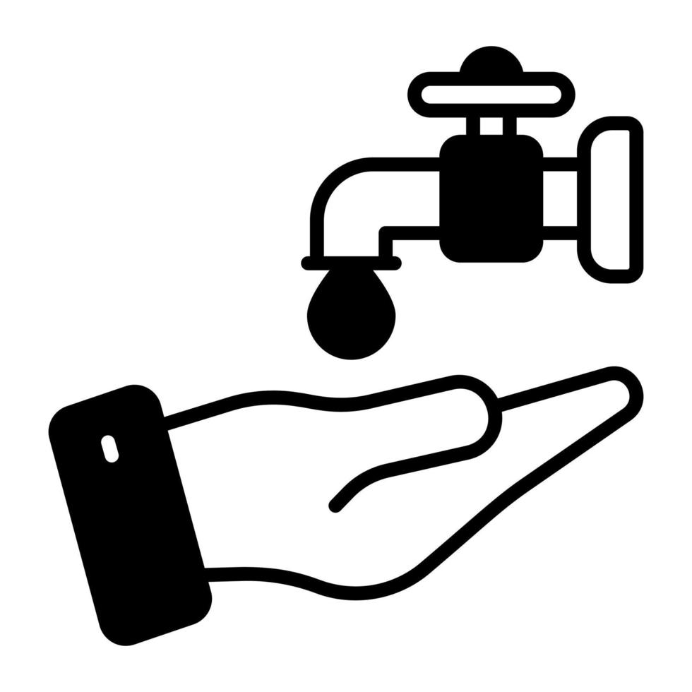 Hand with water tap showing concept of ablution vector, easy to use icon vector