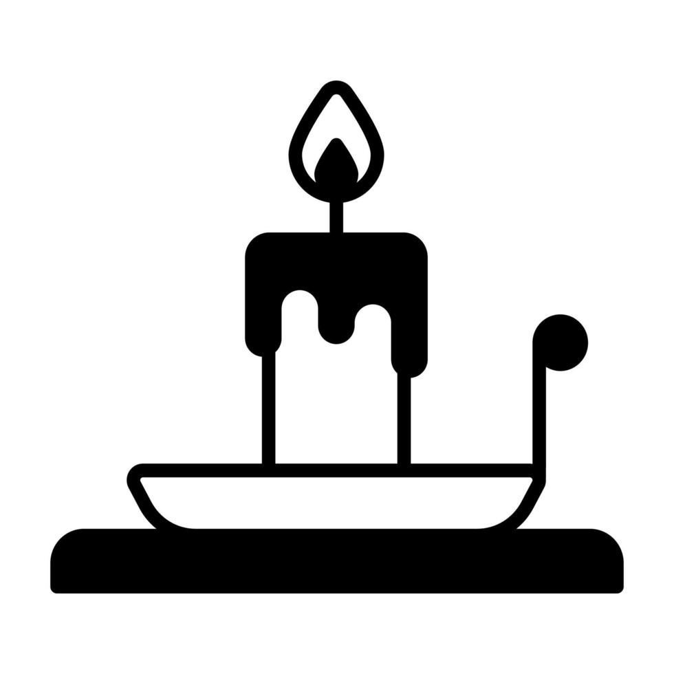 vector de ardiente vela en plato en moderno estilo, creativamente diseñado icono