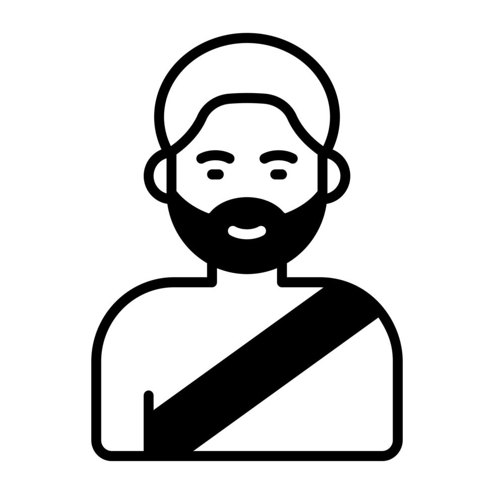 un barbado musulmán hombre vistiendo ihram a realizar umrah fácil a utilizar vector