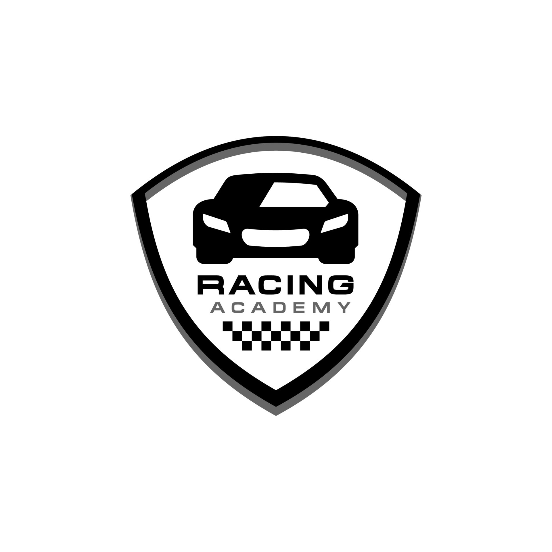 Racing course logo vector. racing car design in an emblem shield