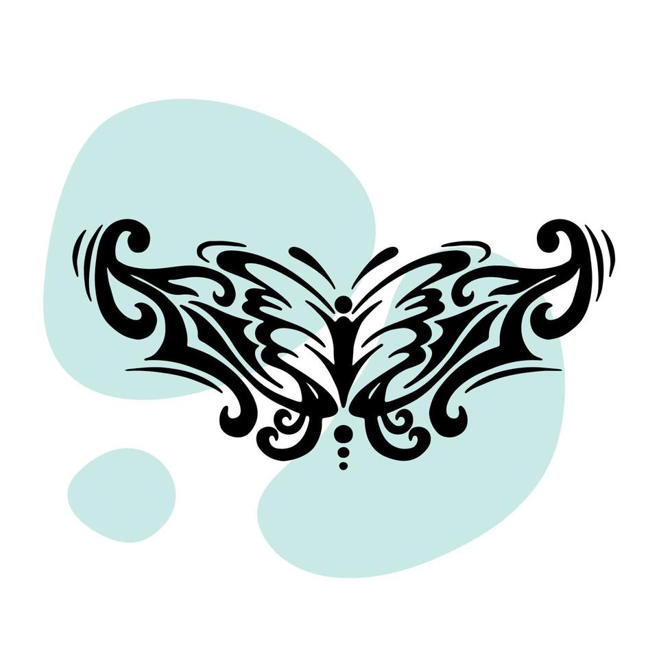 A girl's transferable temporary tattoo.  Celtic butterfly in lineart style and engraving. Pink, delicate vector