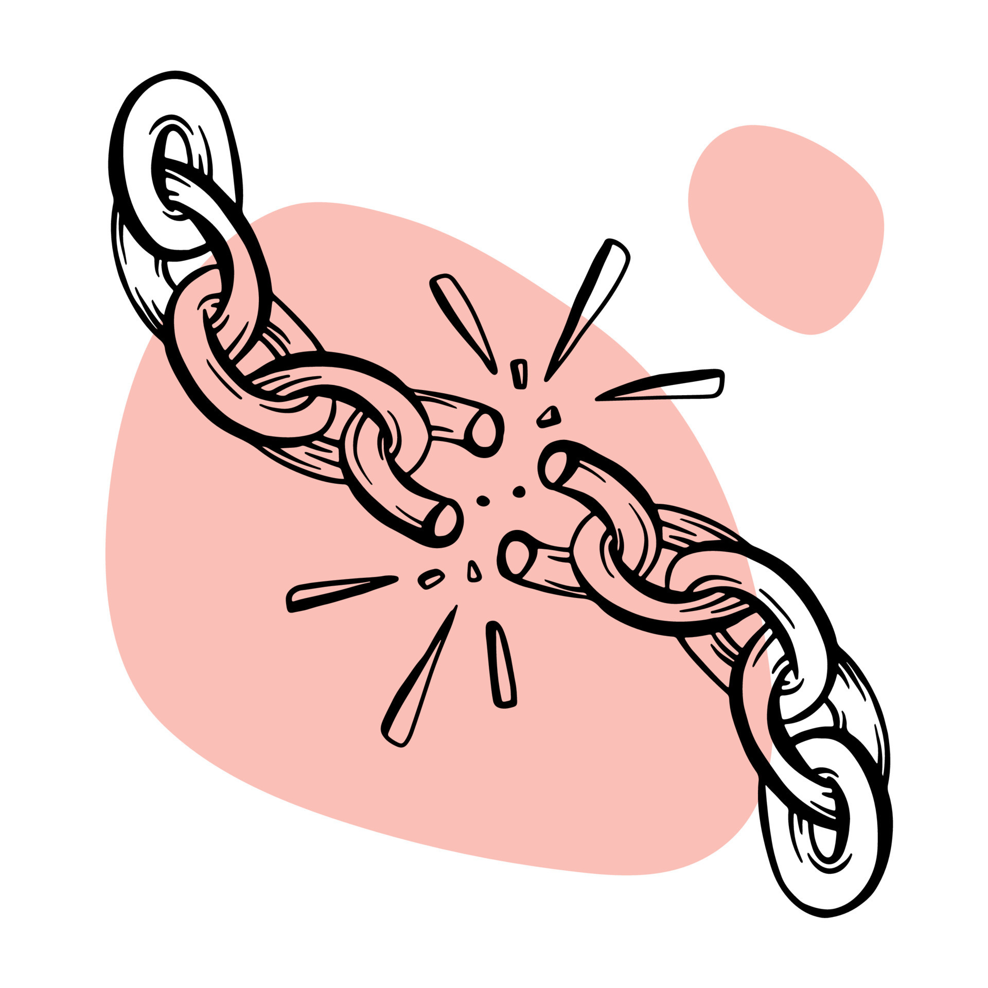 A girl's transferable temporary tattoo. Broken chain in lineart style