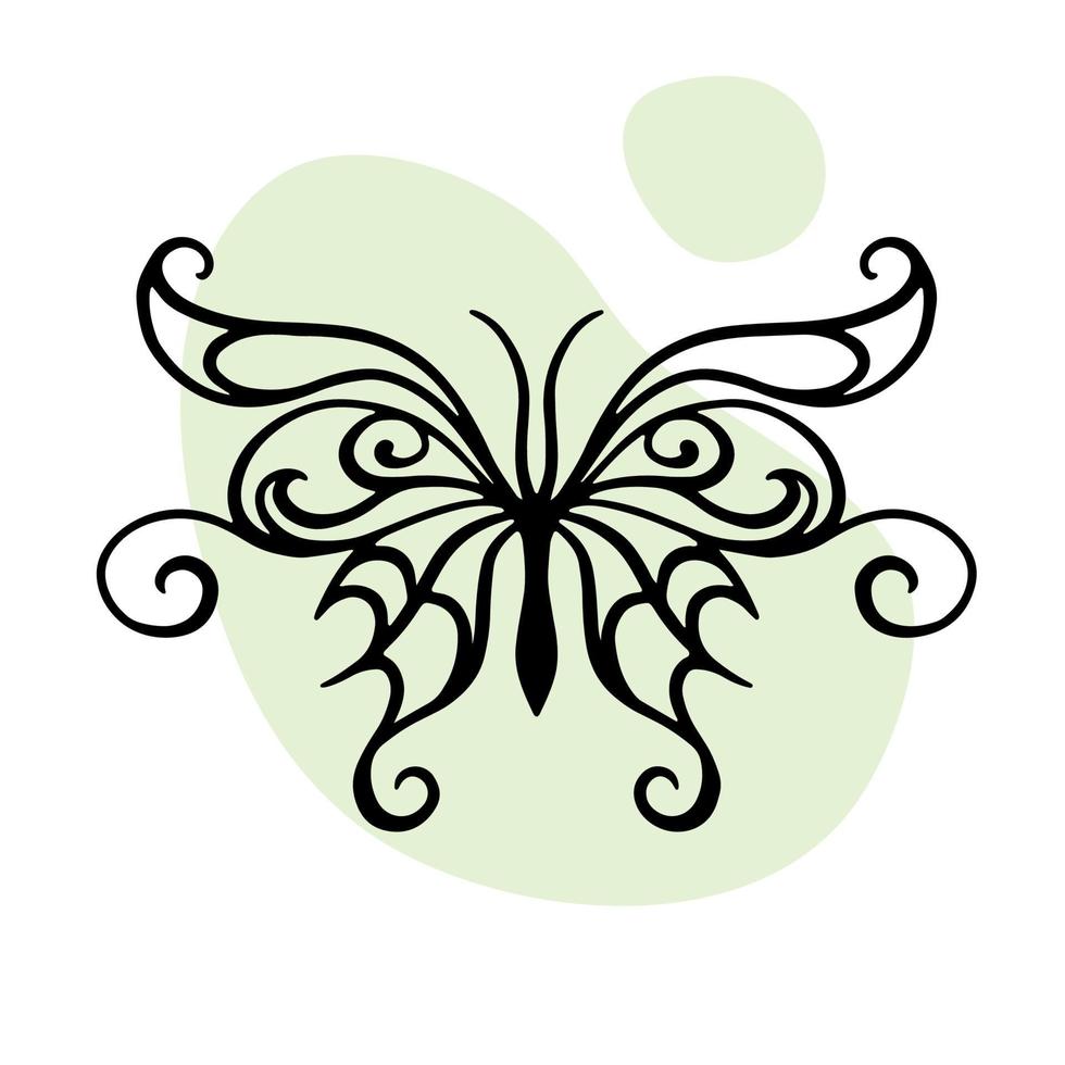 A girl's transferable temporary tattoo.  Celtic butterfly in lineart style and engraving. Pink, delicate vector