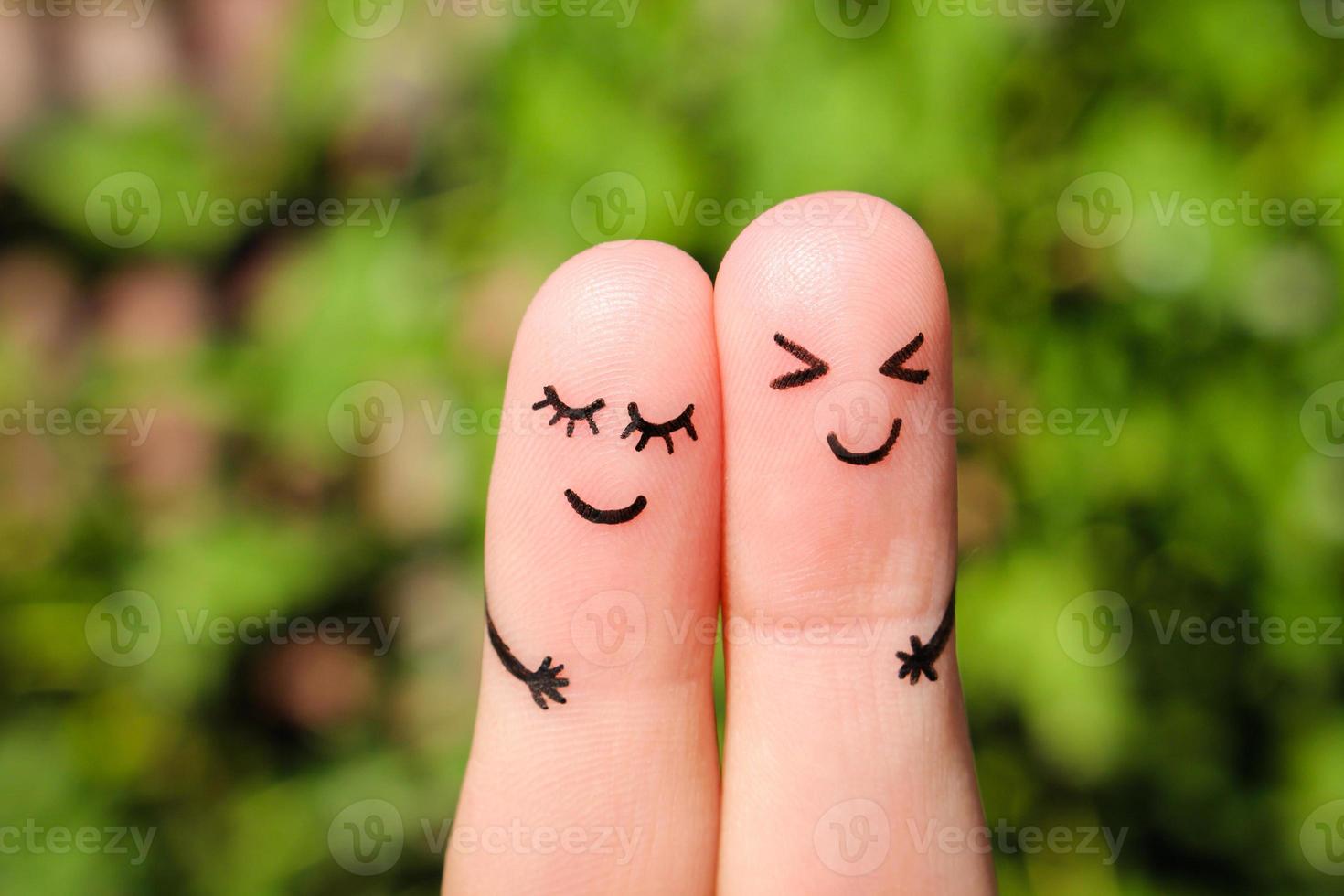 Finger art of a Happy couple. The concept of couple laughing. photo