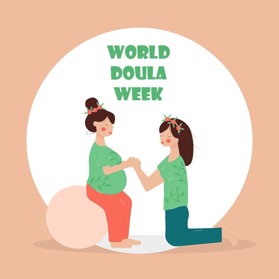 mundo doula semana doula apoyo embarazada mujer el embarazo seguro vector