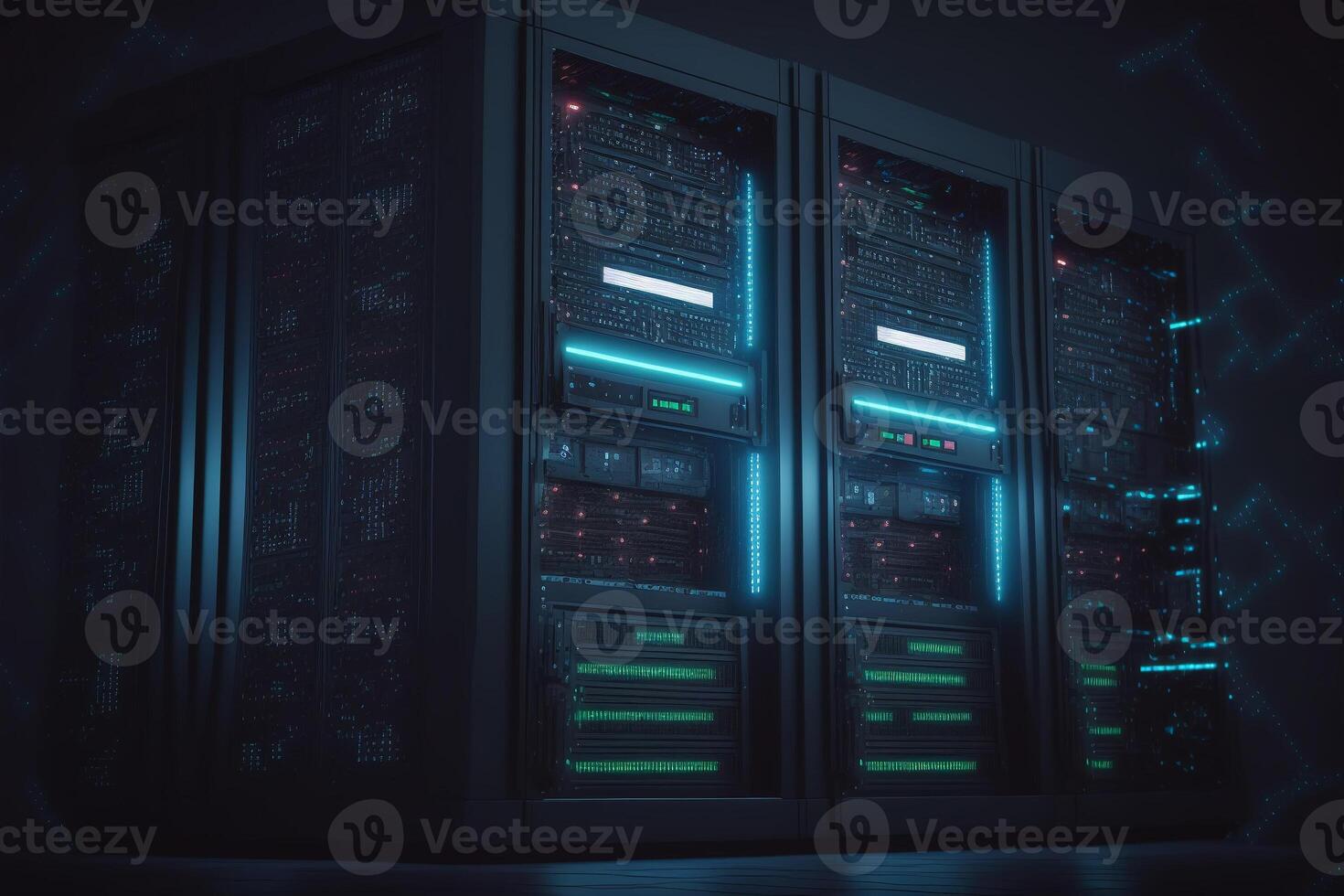 server racks in computer network security server room data center, network operating center server room, photo