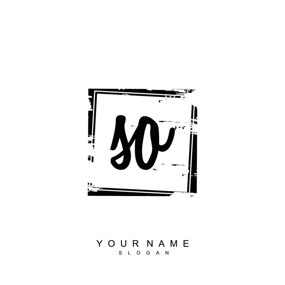 Initial SO Monogram with Grunge Template Design vector