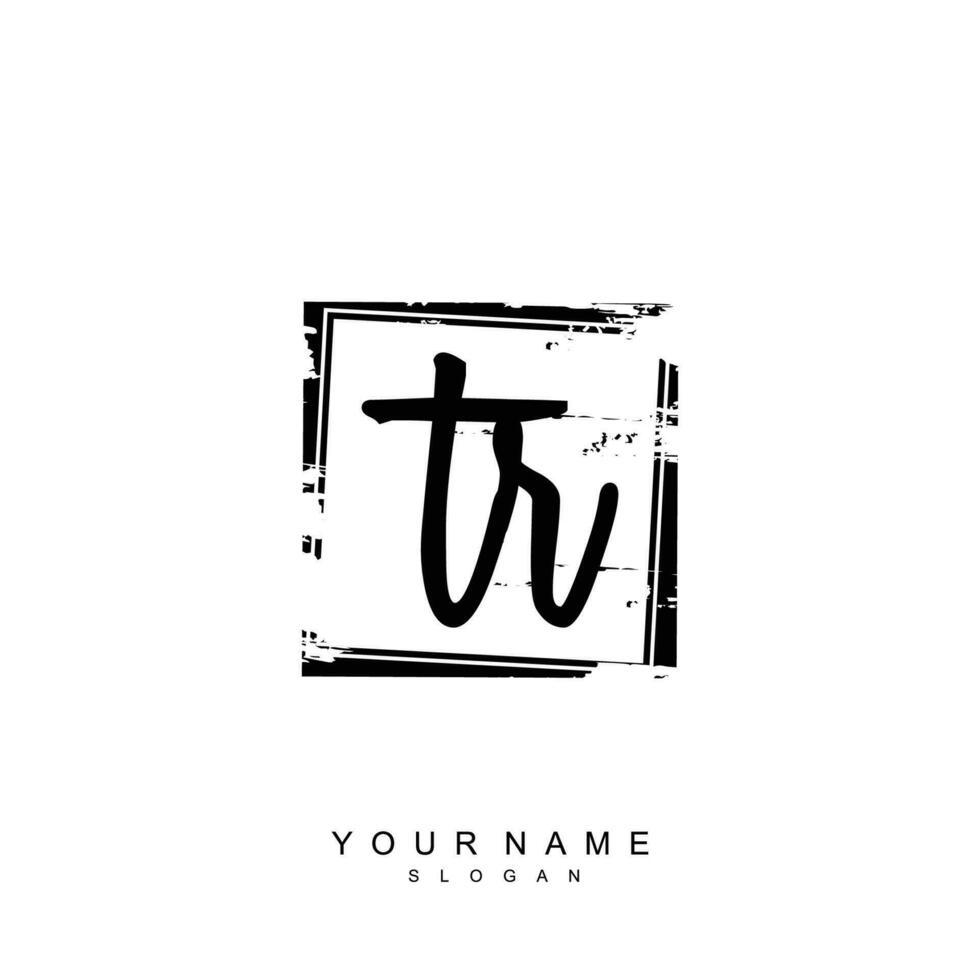 Initial TR Monogram with Grunge Template Design vector