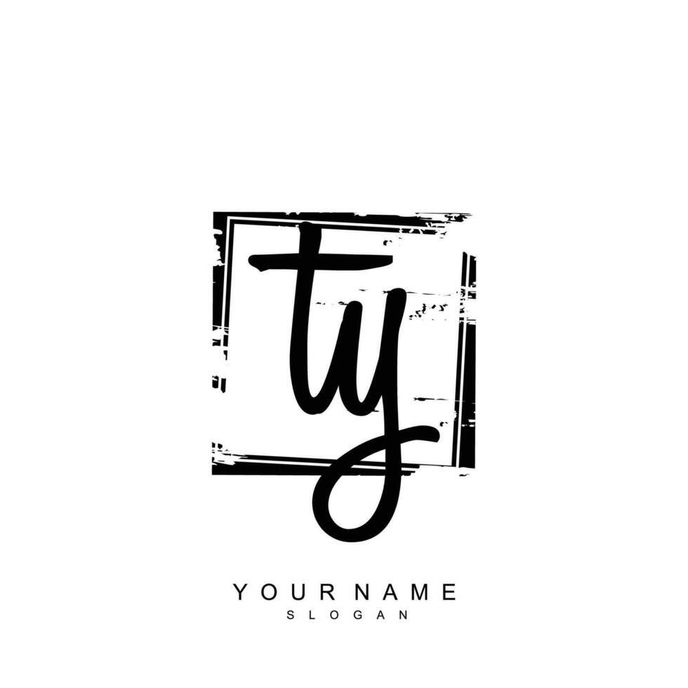 Initial TY Monogram with Grunge Template Design vector
