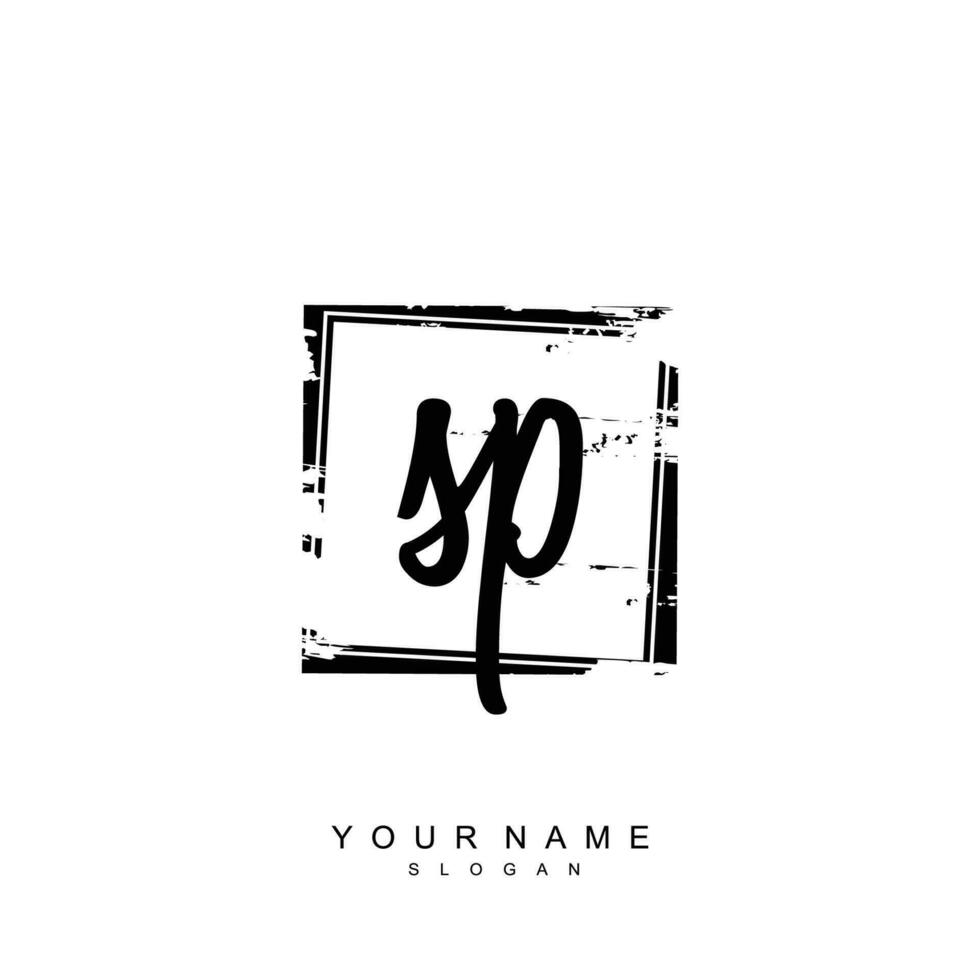 Initial SP Monogram with Grunge Template Design vector