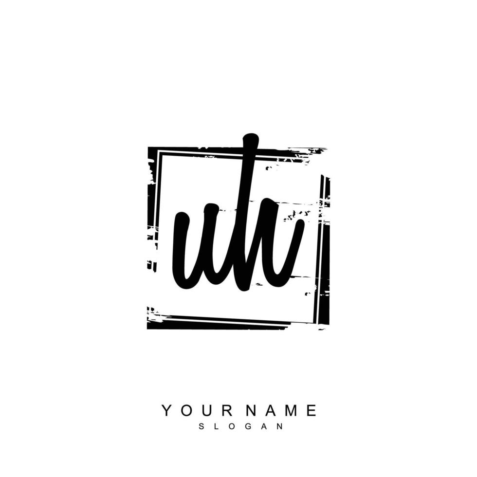 Initial UH Monogram with Grunge Template Design vector