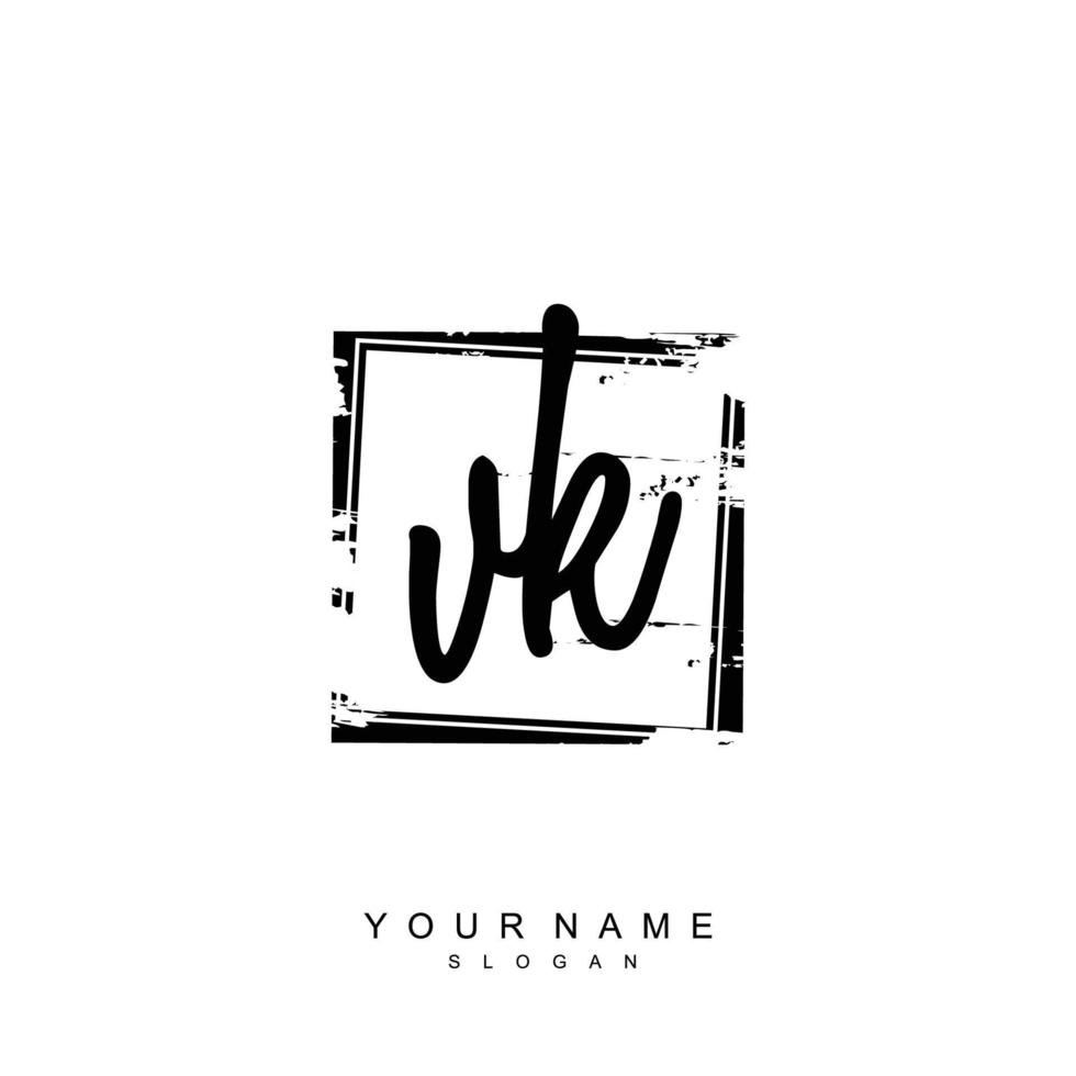 Initial VK Monogram with Grunge Template Design vector