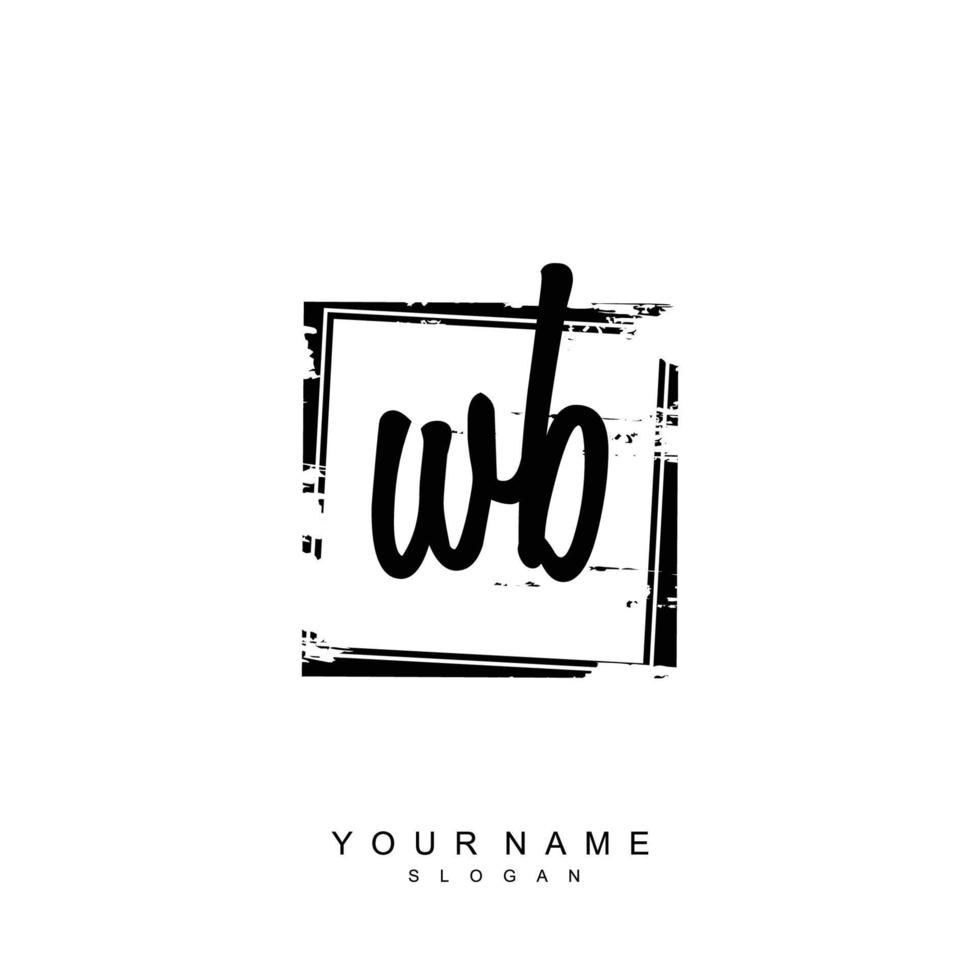 Initial WB Monogram with Grunge Template Design vector