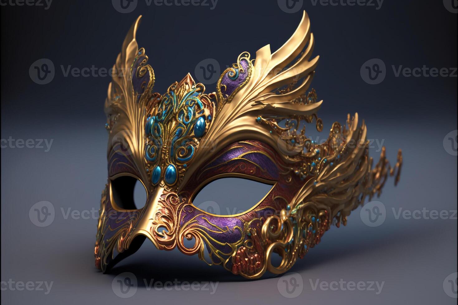 venetian carnival mask with feathers, . photo
