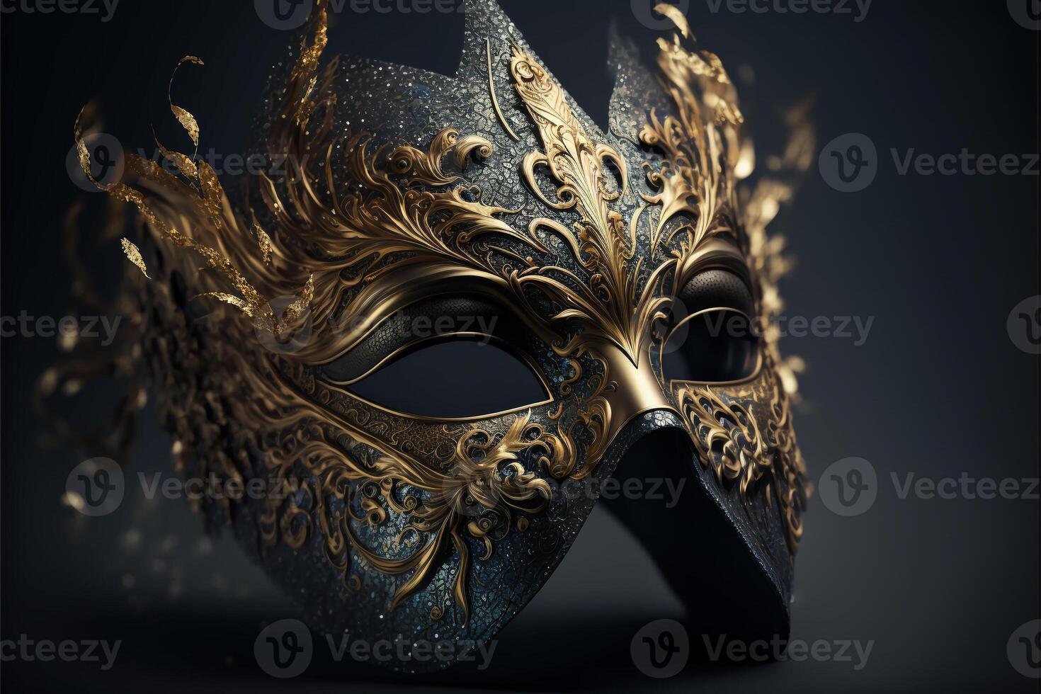 venetian carnival mask with feathers, . photo