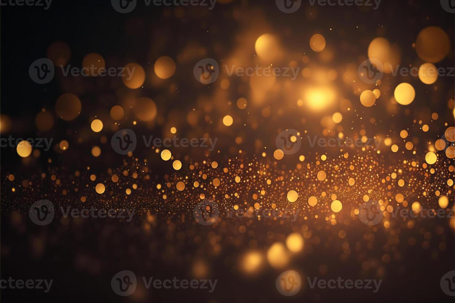 Gold dusty bokeh, star glitter background, Abstract background with bokeh effect. Texture background abstract black, gold, . photo