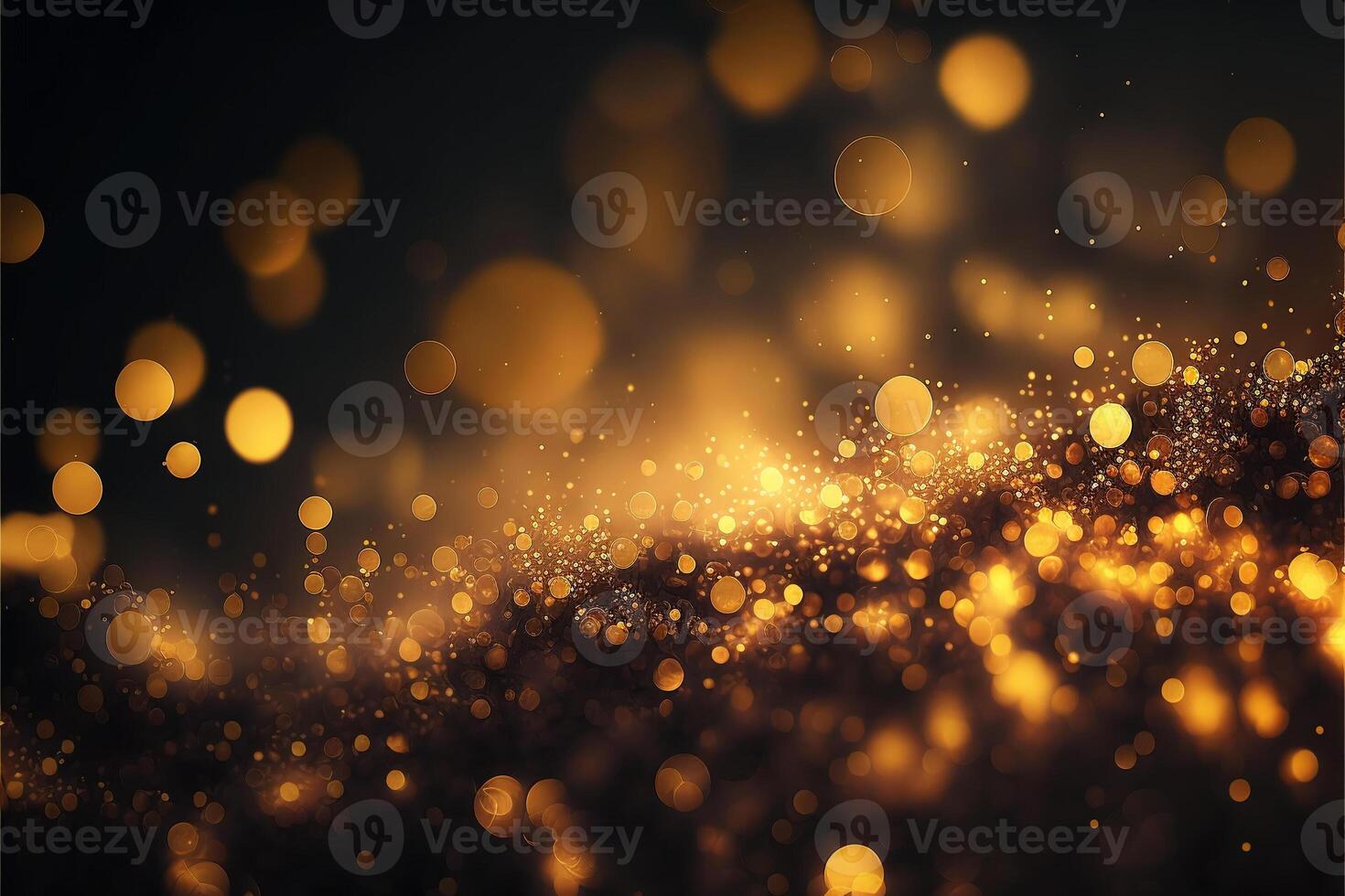 Gold dusty bokeh, star glitter background, Abstract background with bokeh effect. Texture background abstract black, gold, . photo