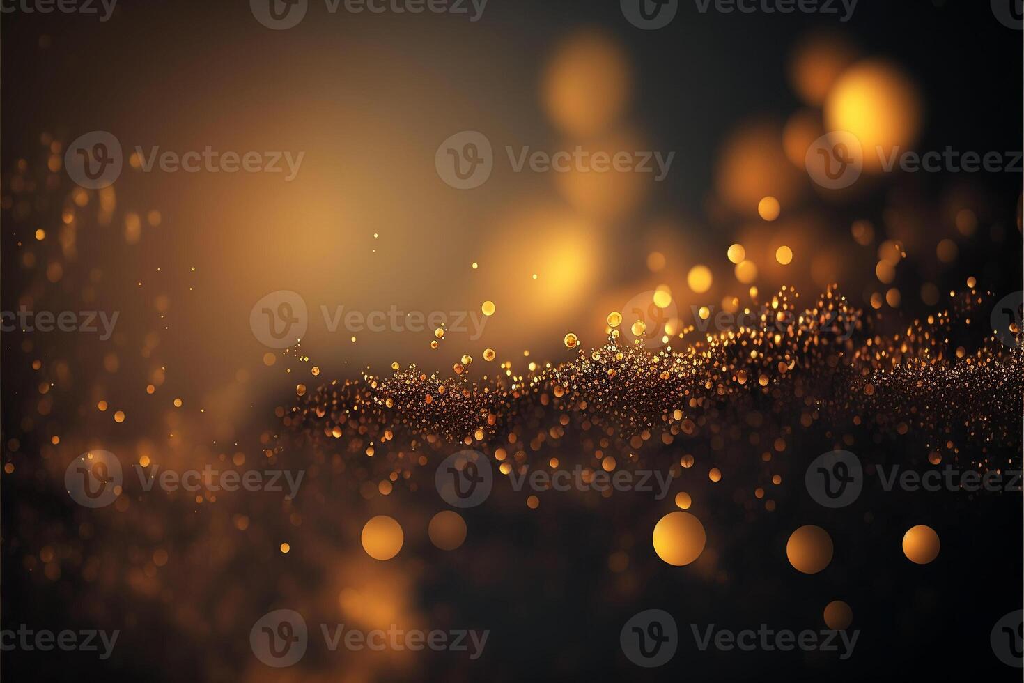 Gold dusty bokeh, star glitter background, Abstract background with bokeh effect. Texture background abstract black, gold, . photo