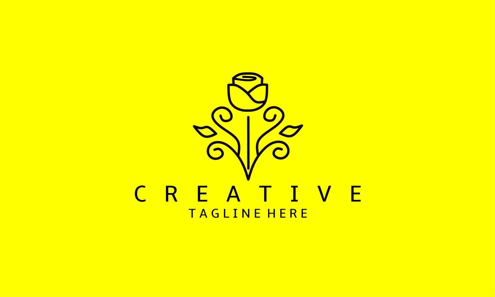 Linear flower logo design. Elegant, classic elements. It can be used for the jewelry, beauty and fashion industries. Great for logos, invitations, flyers, menus, flyers, or any idea you want vector